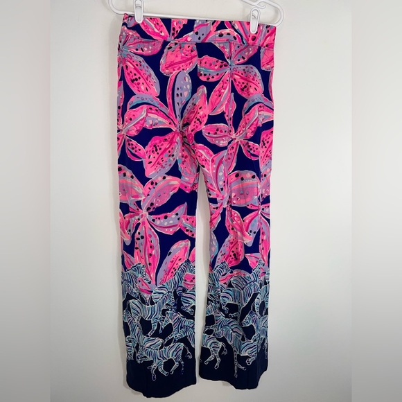 Lilly Pulitzer Pink and Blue zebra Floral Pants - Picture 13 of 13